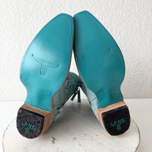 Lane COSSETTE Womens Cowboy Bootie Size 6 Western Cowgirl Blue Short Ankle Boots - Picture 9 of 12